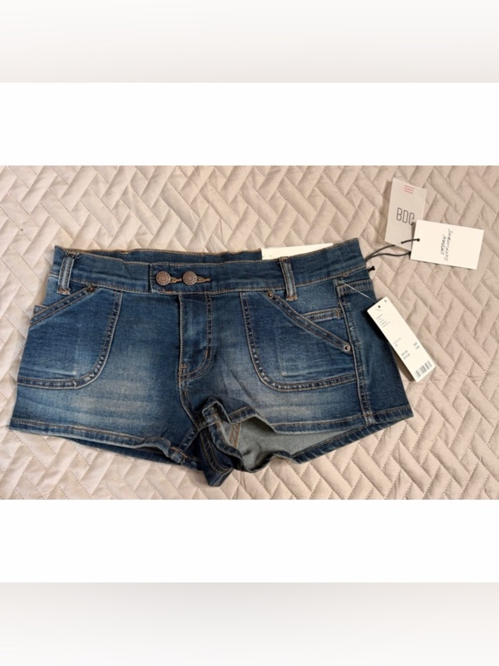 BDG Women's Blue Denim Low-Rise Micro Carpenter Shorts - Size 27